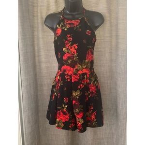 Floral & Black Lace Romper